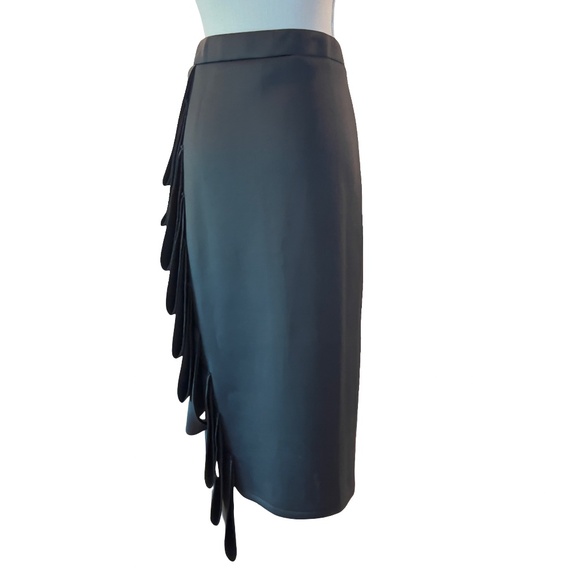 # A244   FT INC Evening Glam Edge   Black Ruffle Detail  Midi  Skirt NWT XL - Picture 4 of 6